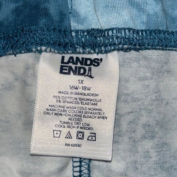 Lands' End Women's 2-Piece Knit Short Pajama Set, Blue, Size 1X (16W-18W) - Picture 3 of 7